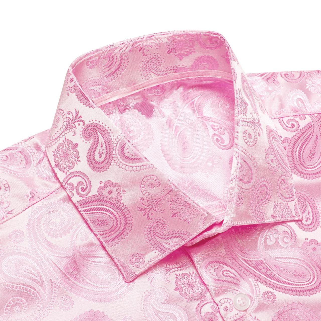 Mens pink paisley dress shirt