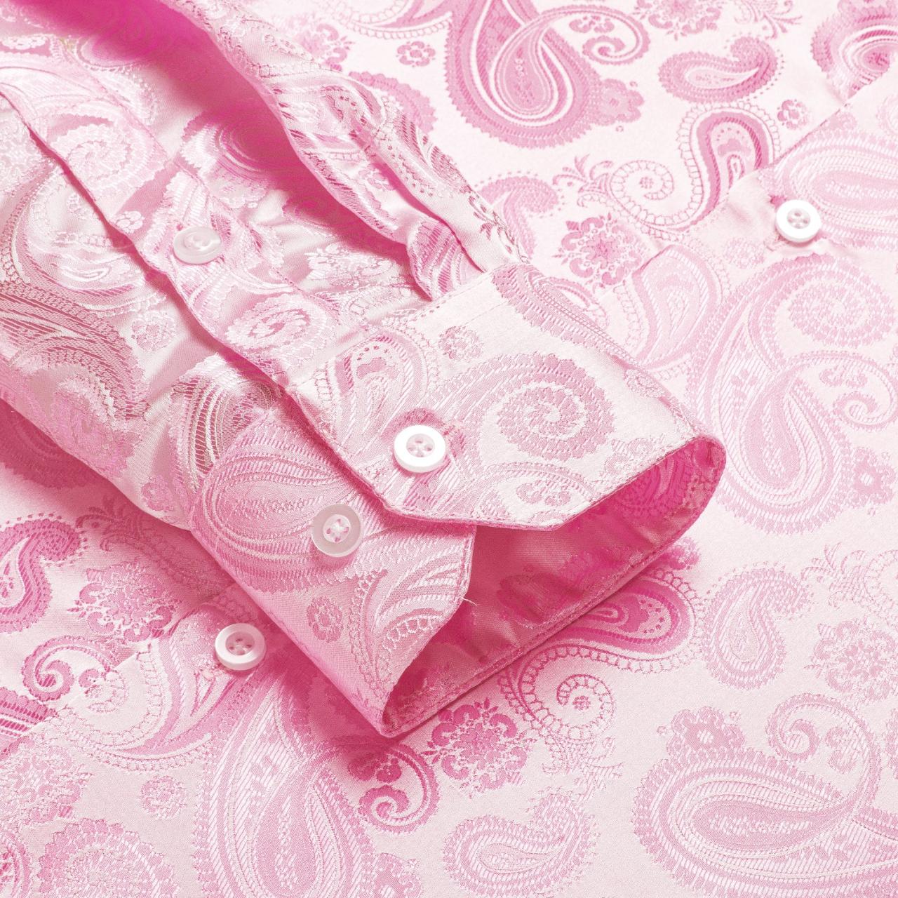 Mens pink paisley dress shirt