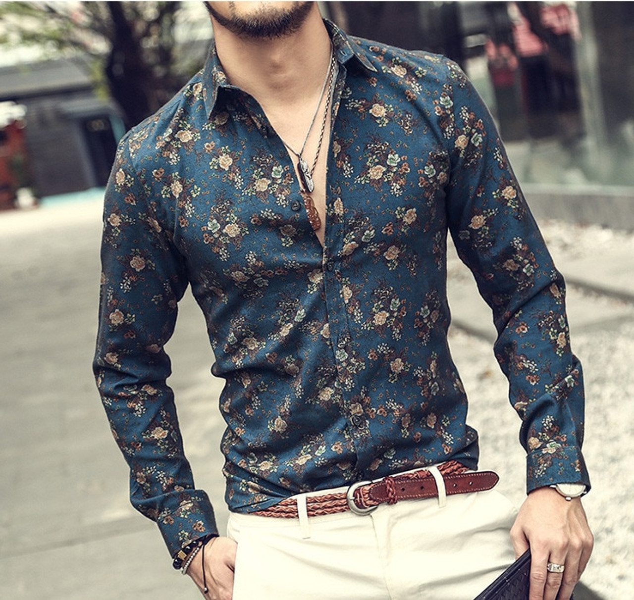 Floral dress shirts mens