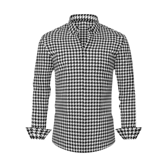 Mens black houndstooth dress shirt