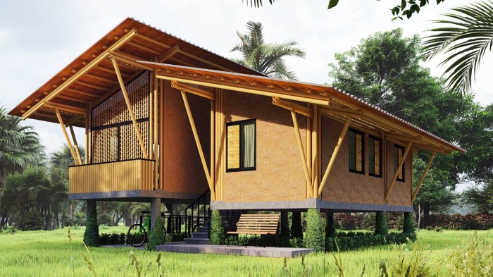 Desain teras rumah bambu